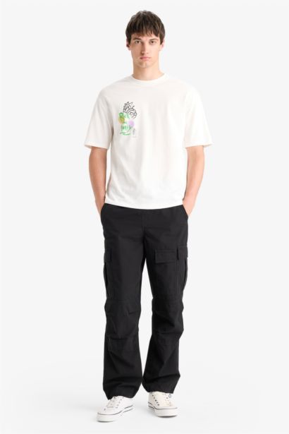 T-shirt en coton imprimé à manches courtes et col rond