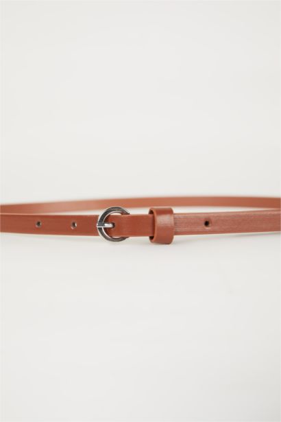 Kadın Oval Toka Suni Deri 2'li Günlük Kemer