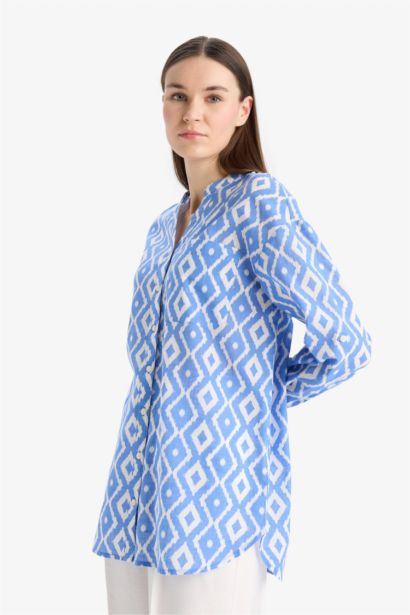 Chemise imprimée en coton flammé à manches longues Coupe décontractée