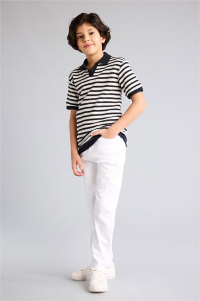 بنطلون جينز اولادي قصة مستقيمة برجل عادية