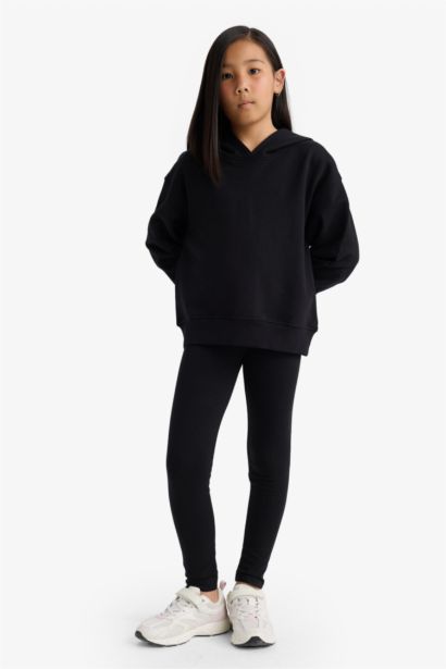 Леггинсы черного цвета для девочек, базовые, простые и длинные