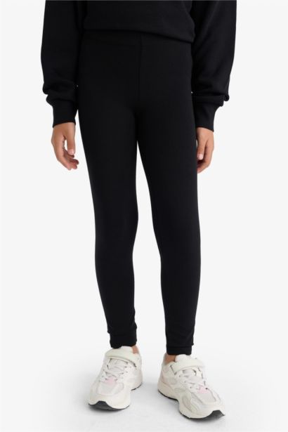 Леггинсы черного цвета для девочек, базовые, простые и длинные