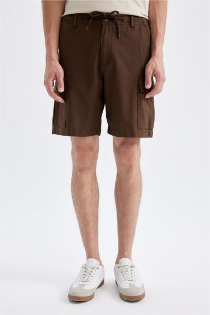 شورت قطن برمودا كارجو فيت ذو مظهر كتان