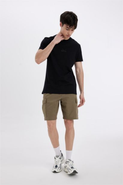 Cargo Fit Linen Look Bermuda