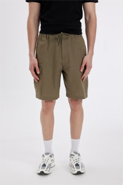 Cargo Fit Linen Look Bermuda