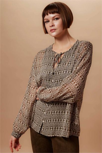 Блузка з довгим рукавом оверсайз з рукавами-ліхтариками для жінок