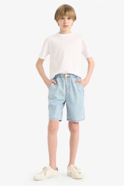 Boy Flexible Waist Denim Shorts