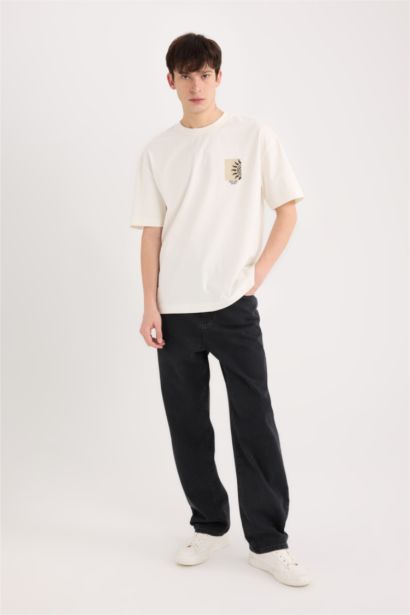 Oversize Fit Crew Neck Printed Short Sleeve T-Shirt