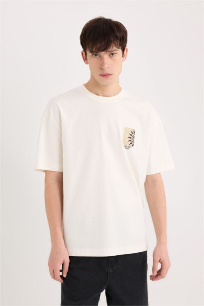 Oversize Fit Crew Neck Printed Short Sleeve T-Shirt