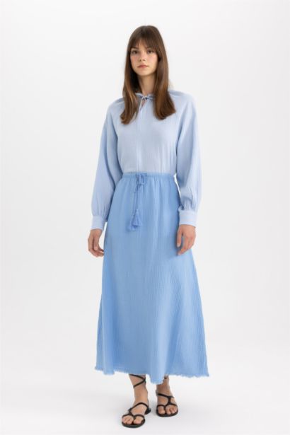 تنورة طويلة موسلين بقصة A