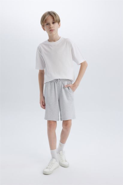 Boy Flexible Waist Pocketed Pique Shorts