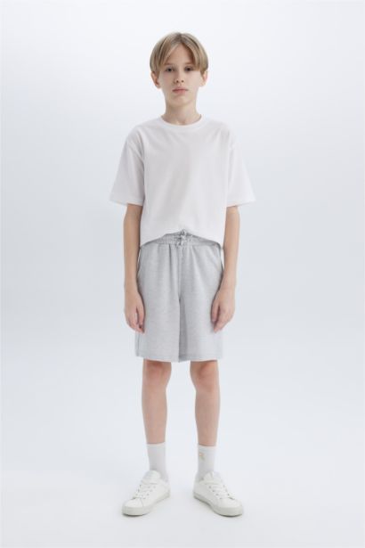 Boy Flexible Waist Pocketed Pique Shorts