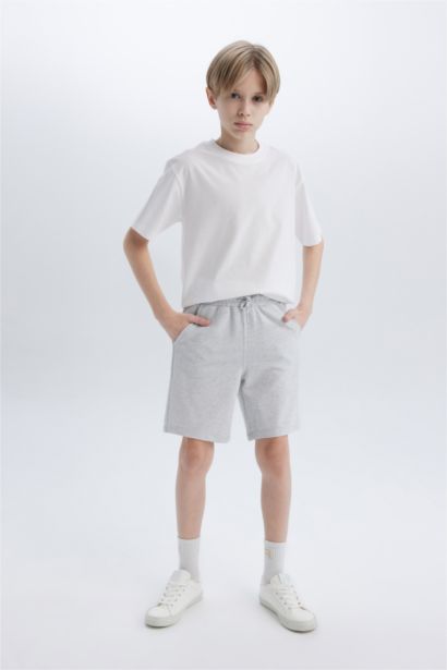Boy Flexible Waist Pocketed Pique Shorts