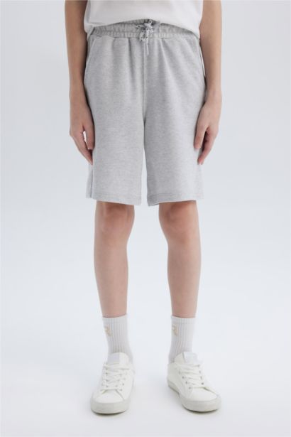 Boy Flexible Waist Pocketed Pique Shorts