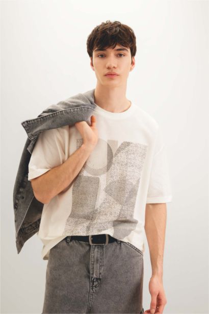 Comfort Regular Fit Relaxed Fit Printed Heavy Fabric T-Shirt