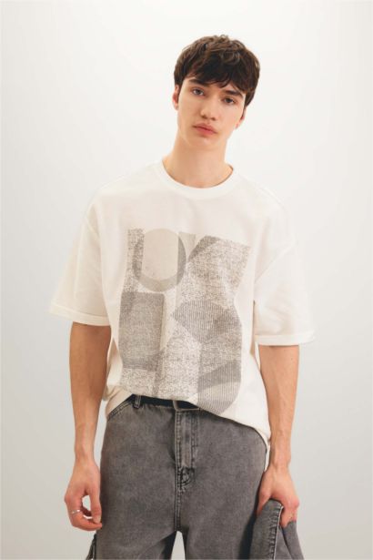 Comfort Regular Fit Relaxed Fit Printed Heavy Fabric T-Shirt