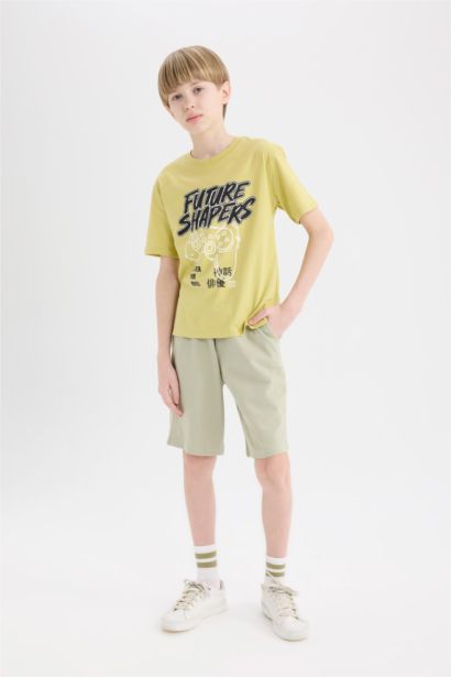Boy Elastic Waist Pique Shorts
