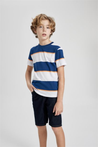 Boy Regular Fit Crew Neck Striped Short Sleeve T-Shirt