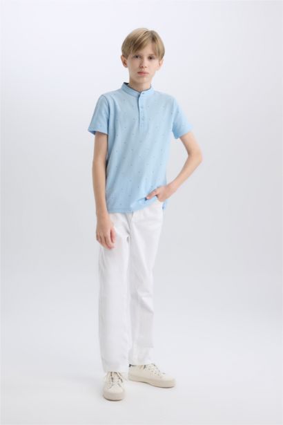 T-shirt Polo en piqué à col montant et manches courtes pour garçon