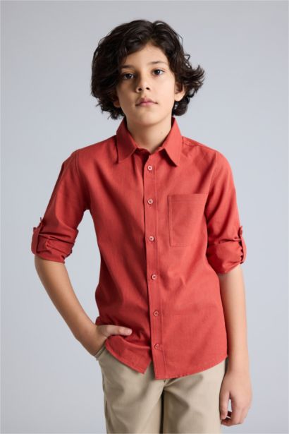 Keten Görünümlü Gömlek Erkek Çocuk