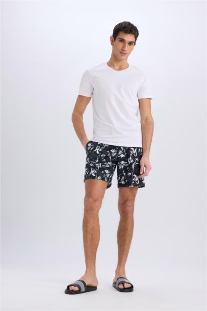 DeFactoFit Regular Fit Printed Flexible Textured Sports Swim Shorts