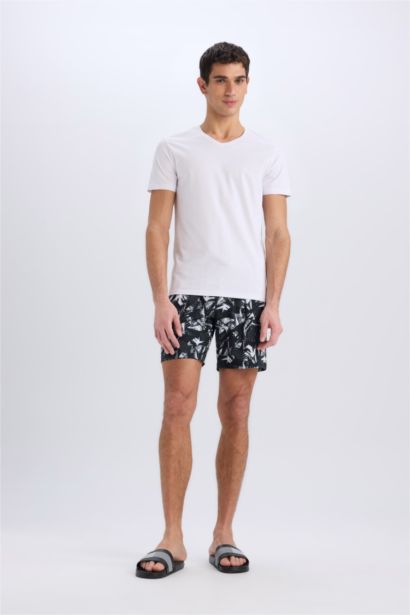 DeFactoFit Regular Fit Printed Flexible Textured Sports Swim Shorts