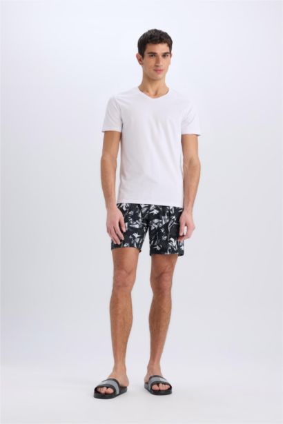 DeFactoFit Regular Fit Printed Flexible Textured Sports Swim Shorts