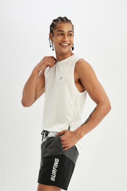 DeFactoFit Regular Fit Printed Flexible Textured Short Swim Shorts