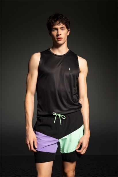 DeFactoFit Regular Fit Printed Flexible Textured Short Swim Shorts