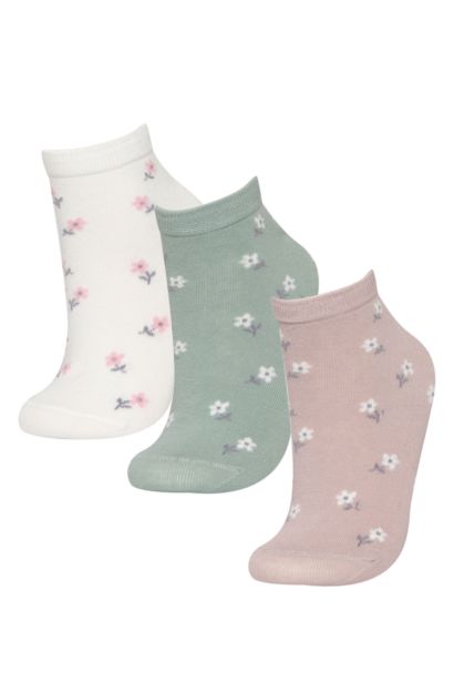 Woman Flower 3 piece Short Socks