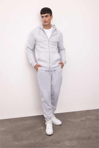 Gray Regular Fit Elastic Waist Leg Sweatpants