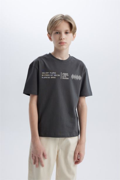 T-shirt Oversize imprimé à col rond et manches courtes pour garçon