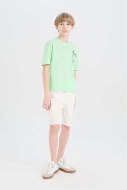 Футболка для мальчика оверсайз с круглым вырезом и принтом, с коротким рукавом.