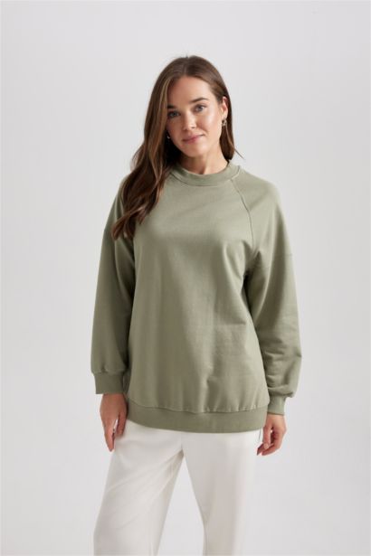 Regular Fit Soft Furry Basic Sweatshirt Tunic