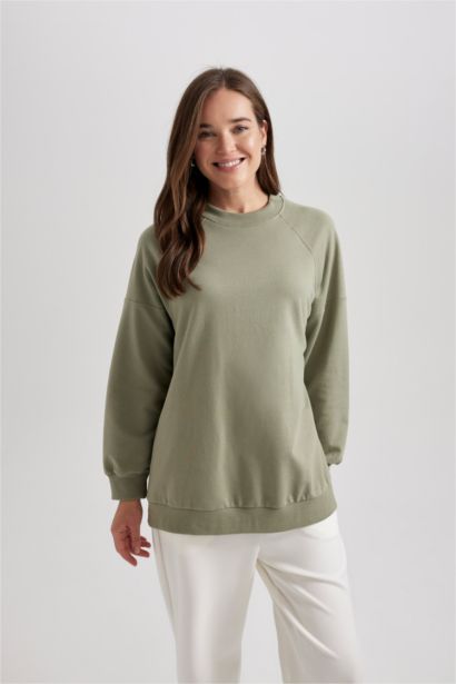 Regular Fit Soft Furry Basic Sweatshirt Tunic