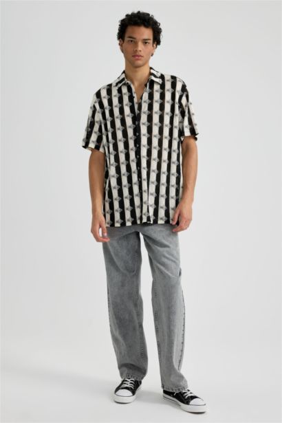 Regular Fit Desenli Kısa Kollu Gömlek