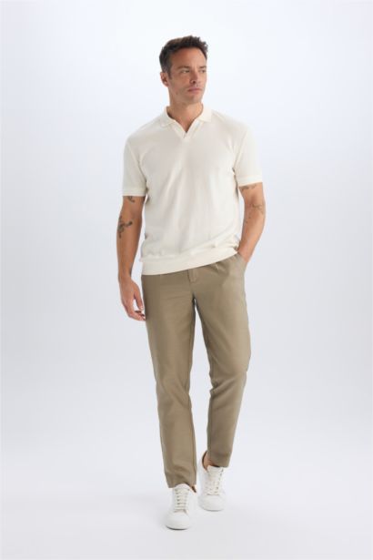 Regular Fit Polo Yaka Kısa Kollu Pilise Tişört