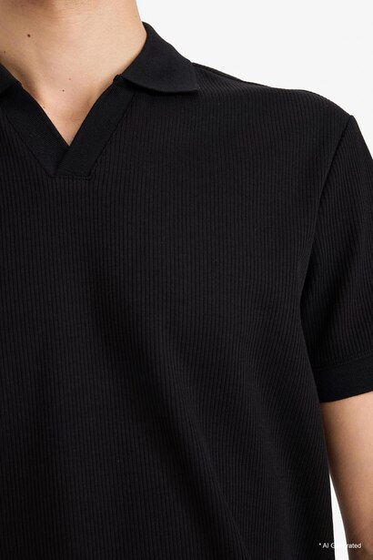 Polo plissé à manches courtes Coupe régulière