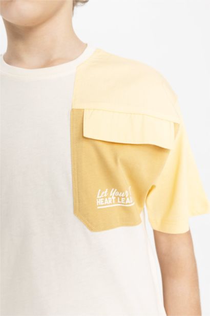 T-Shirt Oversize Col Rond imprimé à Manches Courtes Avec Poche Pour Garçon