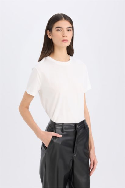 Regular Fit Crew Neck Basic Casual Cotton T-Shirt