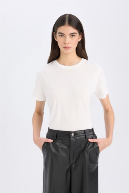 Regular Fit Crew Neck Basic Casual Cotton T-Shirt