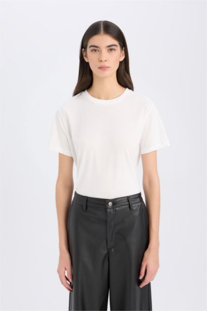 Regular Fit Crew Neck Basic Casual Cotton T-Shirt