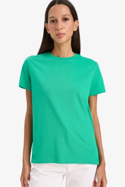 تيشيرت نص كم بيزك سادة قصة طويلة برقبة مستديرة