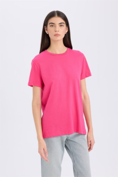 Regular Fit Crew Neck Basic Plain Casual Cotton T-Shirt