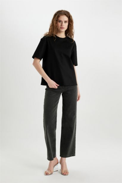 تيشيرت نص كم قصة مريحة ممشط