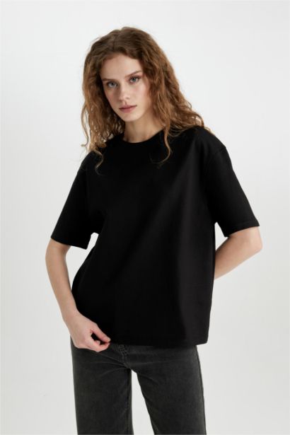 تيشيرت نص كم قصة مريحة ممشط