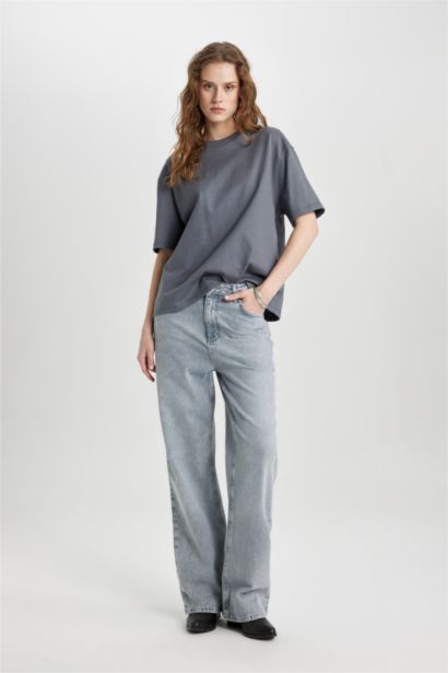 تيشيرت نص كم قصة مريحة ممشط