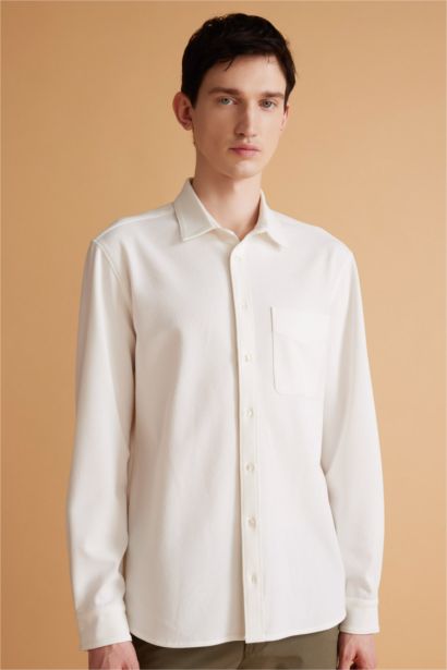 Regular Fit Polo Collar Crinkle Shirt