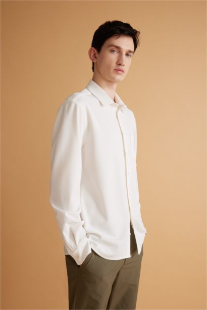 Regular Fit Polo Collar Crinkle Shirt