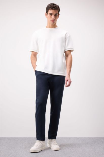 Oversize Geniş Kalıp Bisiklet Yaka Basic Düz Kısa Kollu Ağır Kumaş Beyaz Tişört